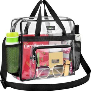 Clear Bag for Stadium Events 12×6×12 Clear Tote Lunch Bag with Reinforced Straps